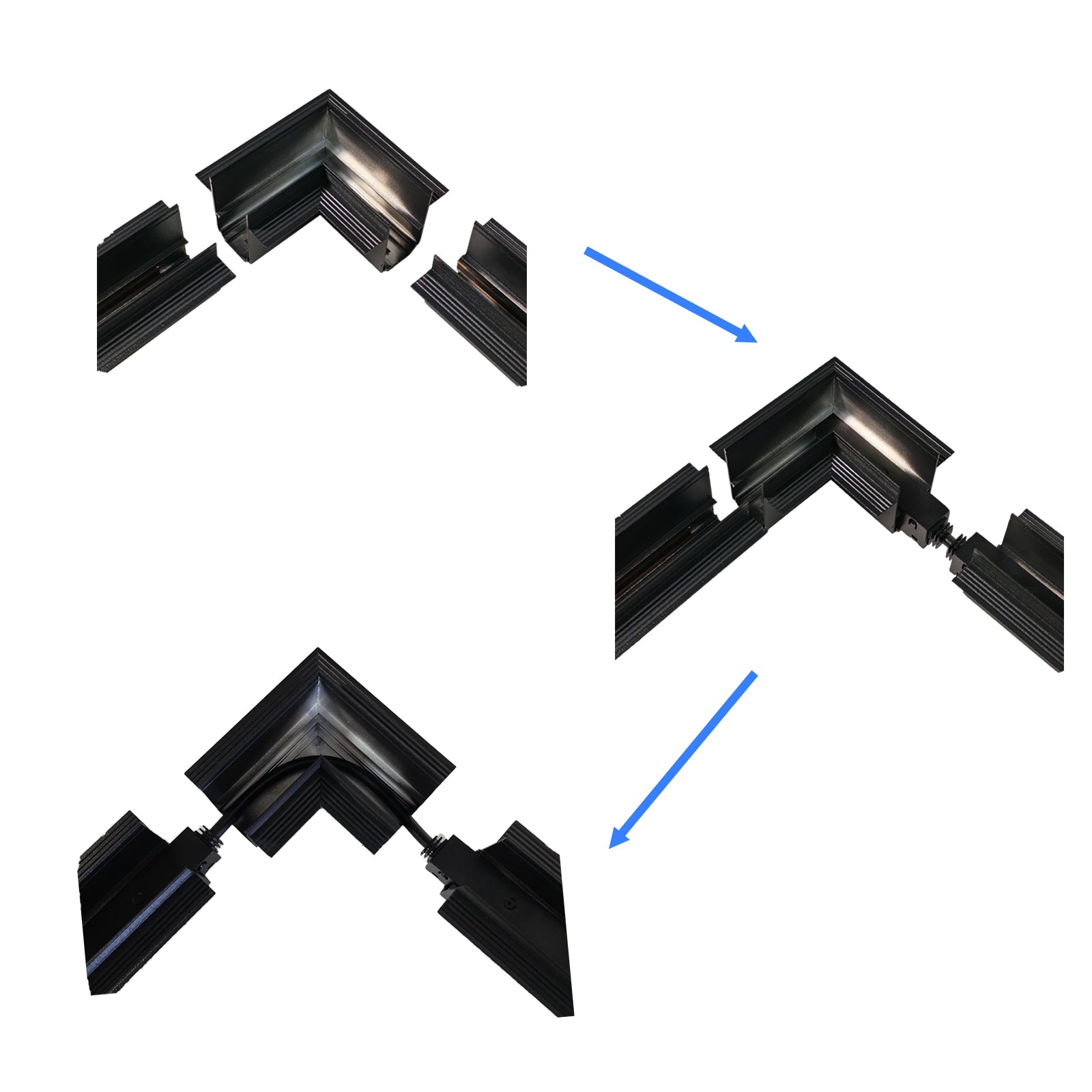 Hidden Straight Conductive Connector for Recessed Magnetic Track Lighting, Tool-Free Snap, Durable Safe, DC Track Rail Compatible, for Home/Office DIY & Contractors