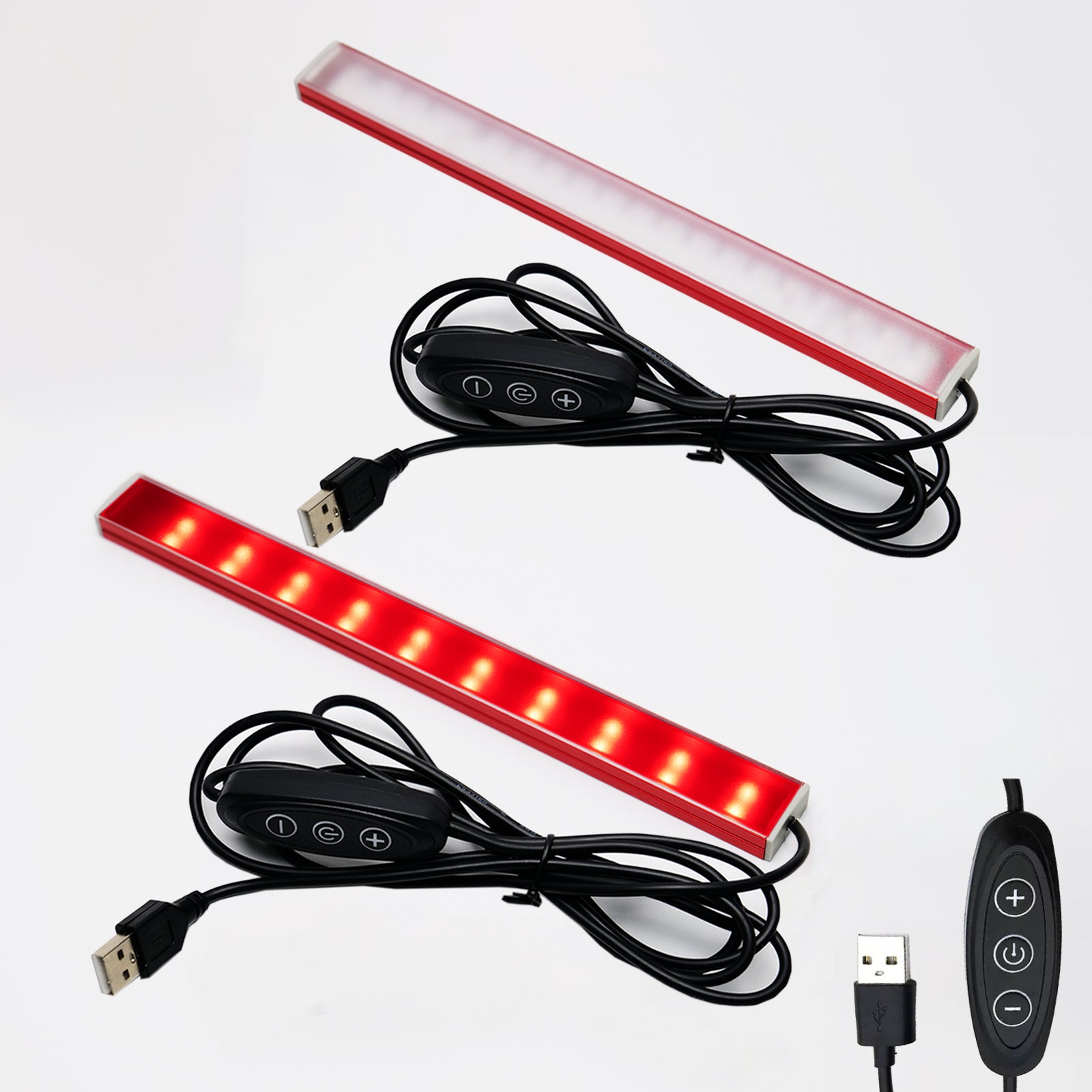 660nm & 850nm Red Light Strip, 9.6 Inch Near Infrared Light Bar with 5 Brightness Levels, USB Powered Red Light for Muscle Relaxation, Home & Fitness Use（2 pcs）