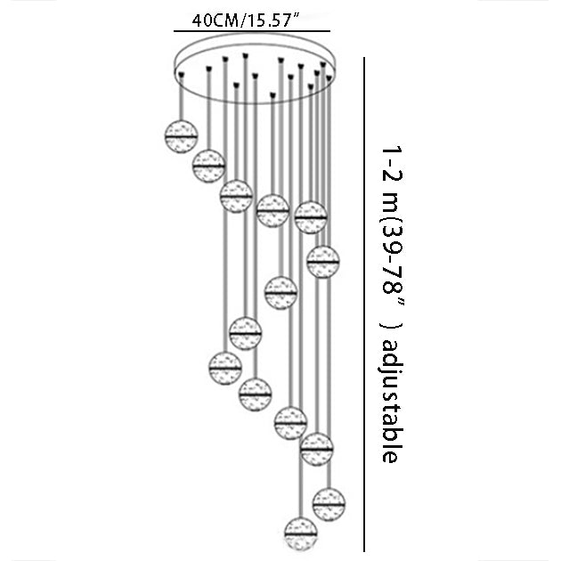 14-Light Modern Chandelier - Adjustable LED Ceiling Fixture for Dining Room & Foyer