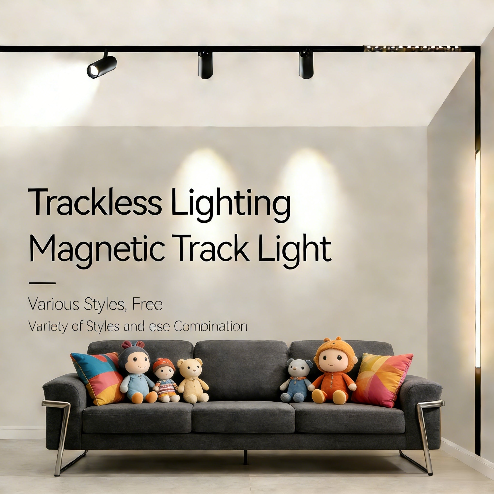 20W Magnetic LED Track Spotlight, 90° Adjustable Smart LED 4000K Neutral White, DC48V Black, Fit Recessed Magnetic Track for Home/Commercial/Art Exhibition