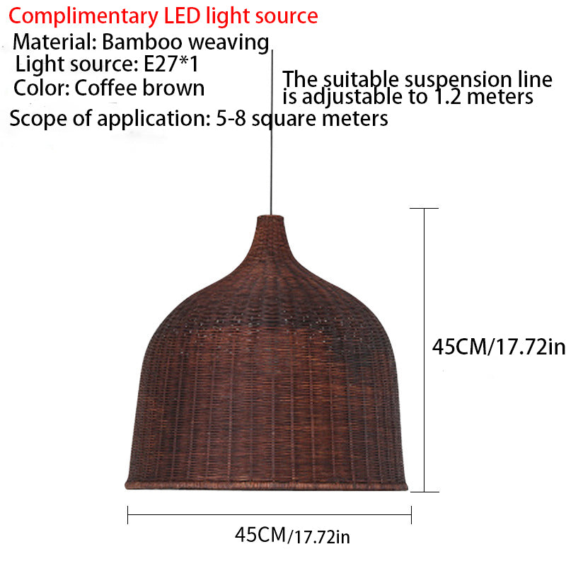 Rustic Bell-Shaped Rattan Pendant Light