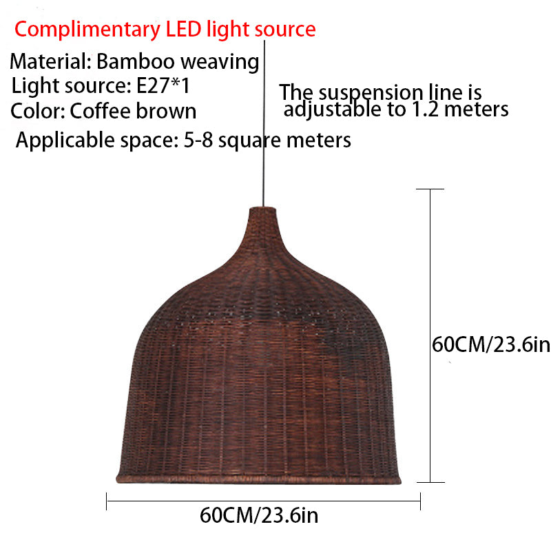 Rustic Bell-Shaped Rattan Pendant Light