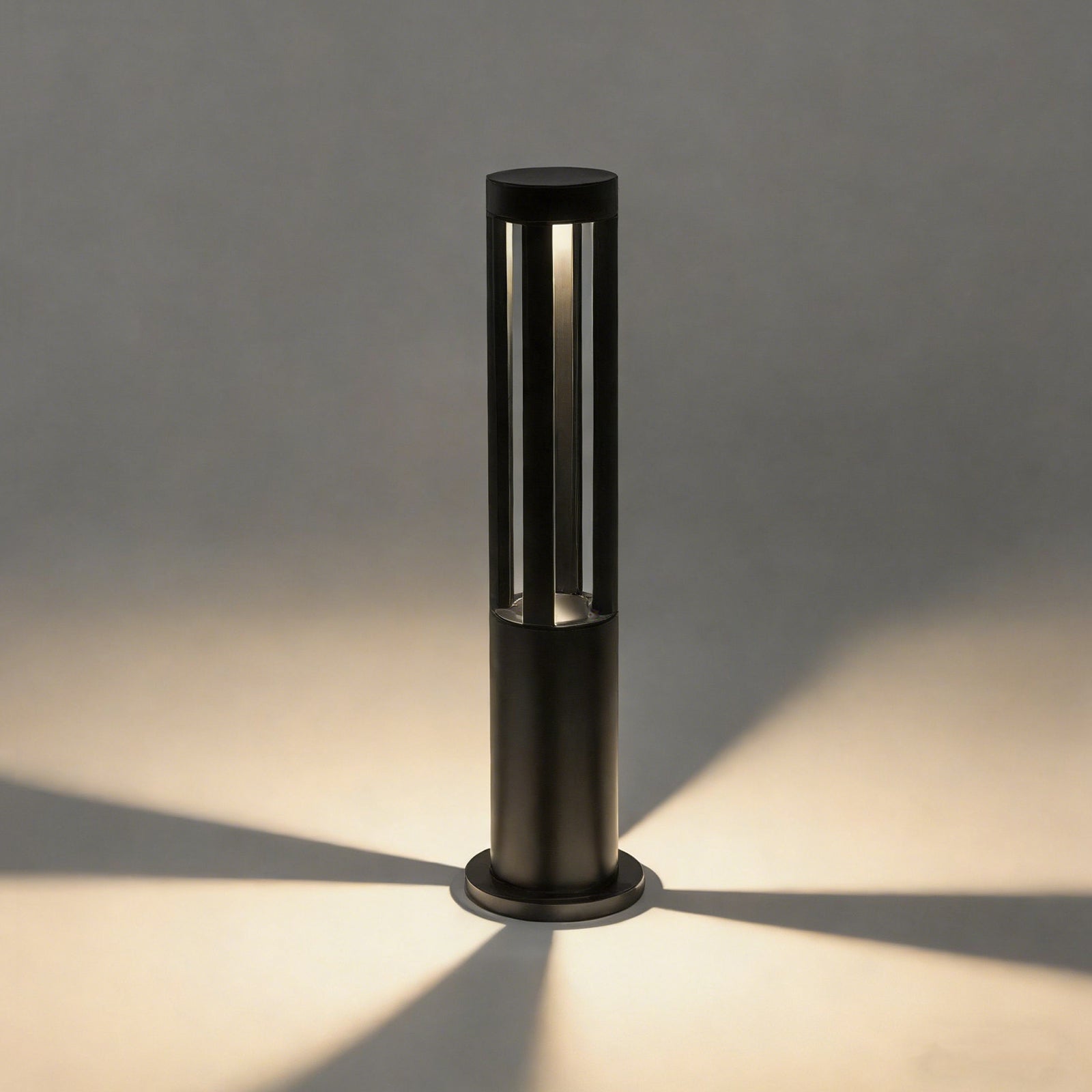 23.8 Inch Round LED Outdoor Bollard Light, 5W Modern Black Pathway Light, IP65 Waterproof Lawn & Garden Landscape Lighting for Yard, Patio, Walkway