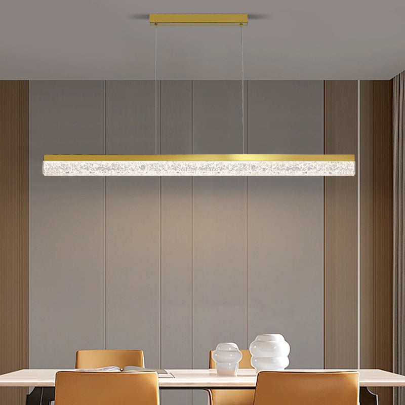 47.24'' 1-Light Linear LED Dimmable Pendant Light with Ice-Crack Resin Shade - Stainless Steel, Black/Bronze for Kitchen Island, Dining Room
