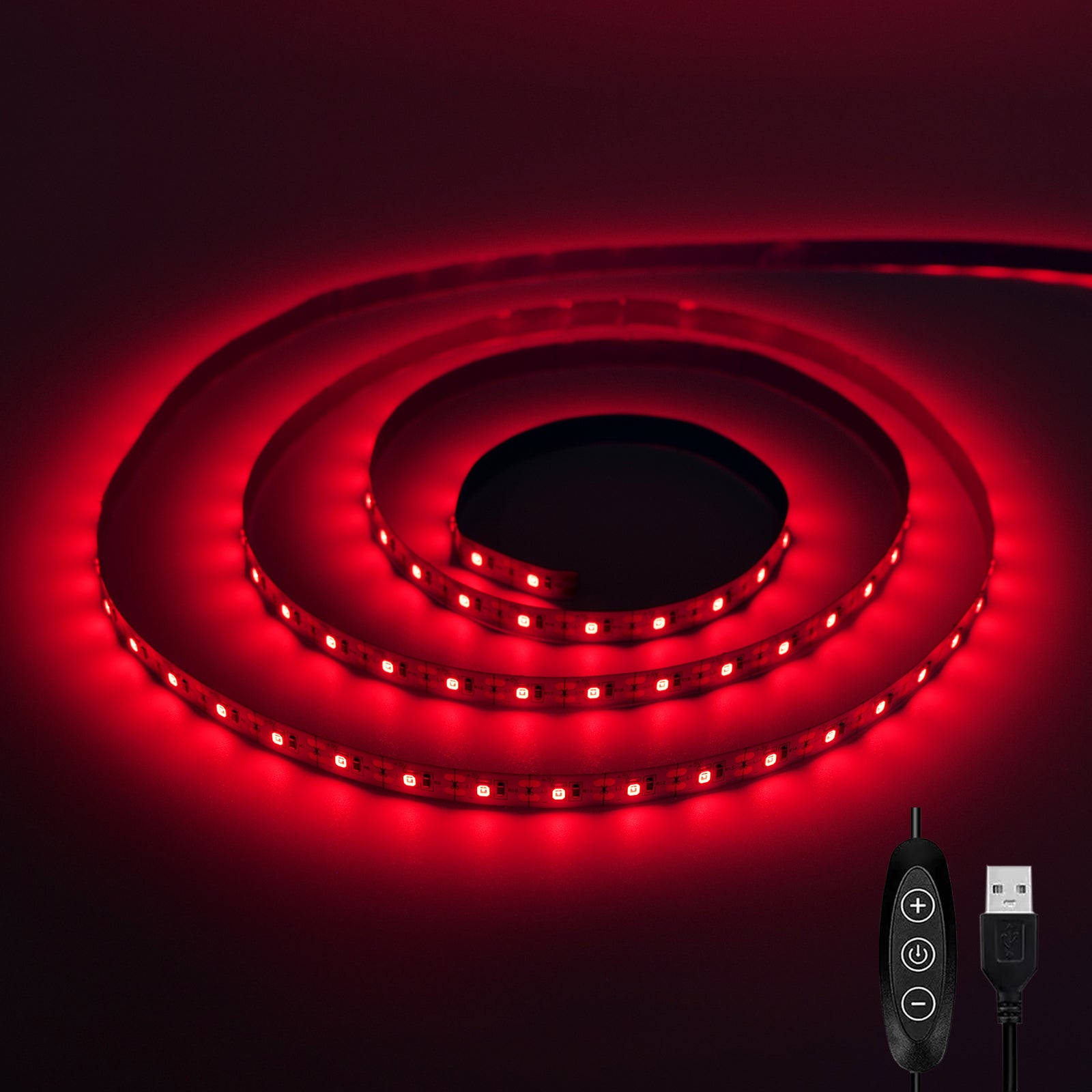 660nm Red Light Strip 6.6FT 120LED USB Powered, Dimmable Red LED Light Strip 5V 2A, Grow Light for Indoor Plants, Sleep Light Strip for Bedroom, TV Backlight Ambient Lighting