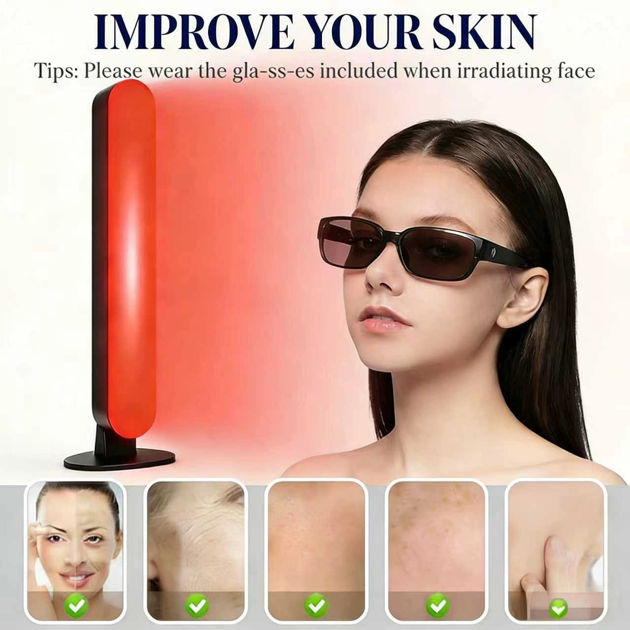 40 LED red light therapy strips, 660nm red and 850nm near-infrared, USB 5V portable panel, suitable for home offices, men, women, athletes, and the elderly.