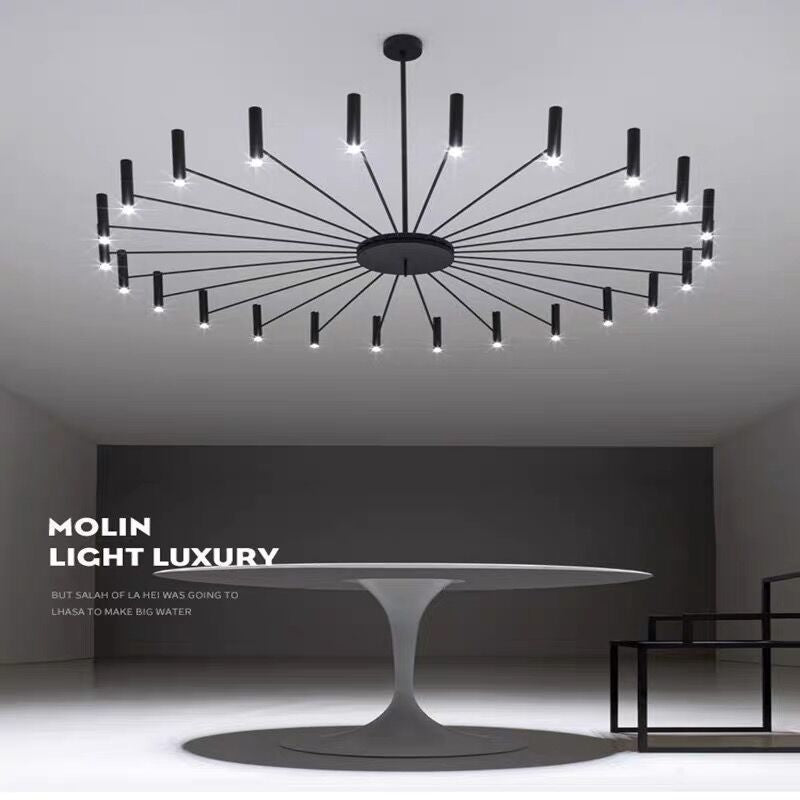 Sleek Adjustable Metal LED Chandelier with Tri-Mode Dimming