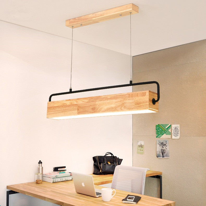 Rectangle Wooden LED Pendant Light for Dining Room