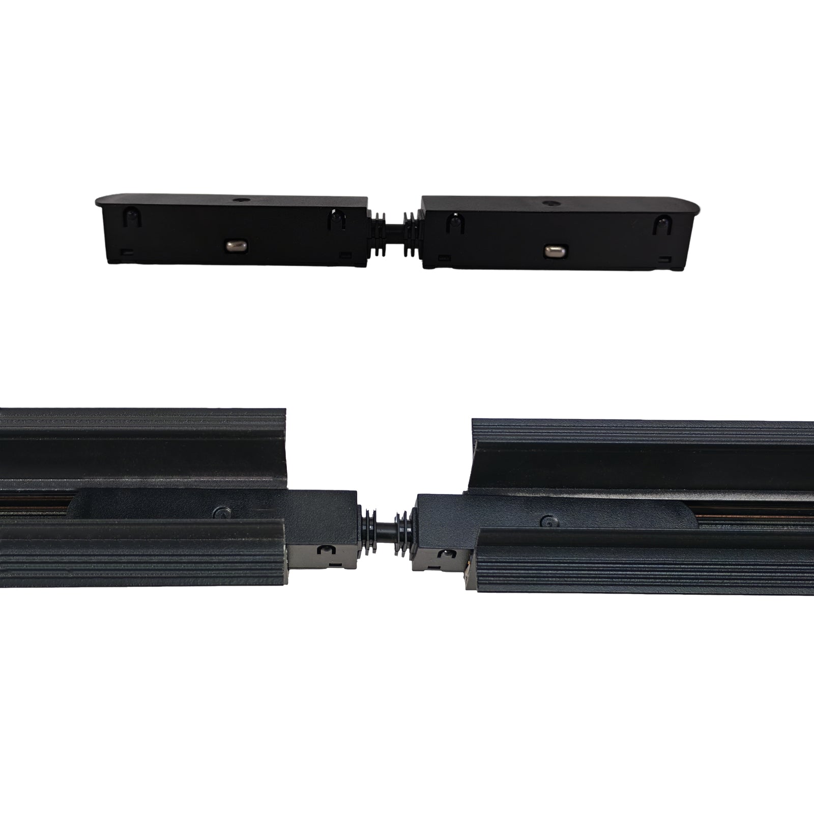 Hidden Straight Conductive Connector for Recessed Magnetic Track Lighting, Tool-Free Snap, Durable Safe, DC Track Rail Compatible, for Home/Office DIY & Contractors