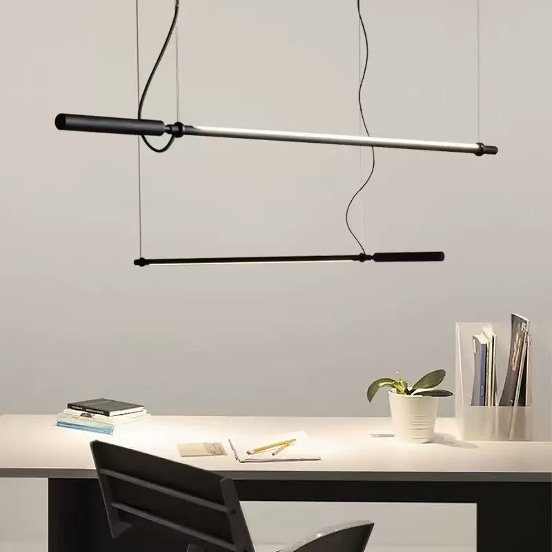 47.2 inch Minimalist Linear Pendant Light,Black Acrylic LED Fixture