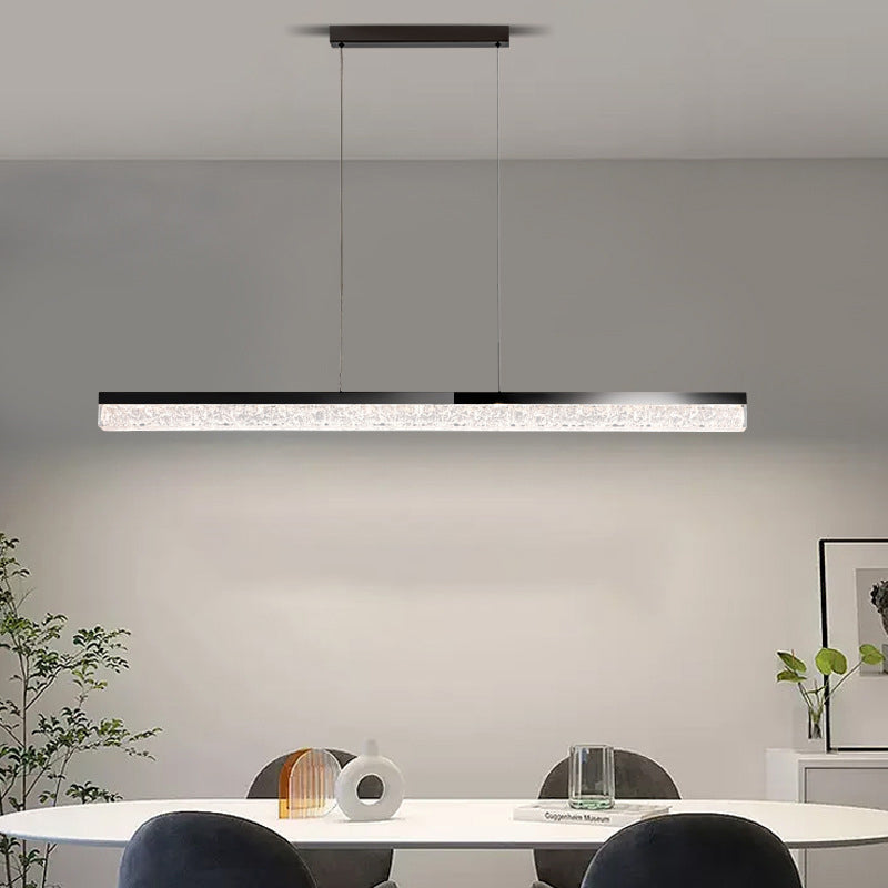 47.24'' 1-Light Linear LED Dimmable Pendant Light with Ice-Crack Resin Shade - Stainless Steel, Black/Bronze for Kitchen Island, Dining Room