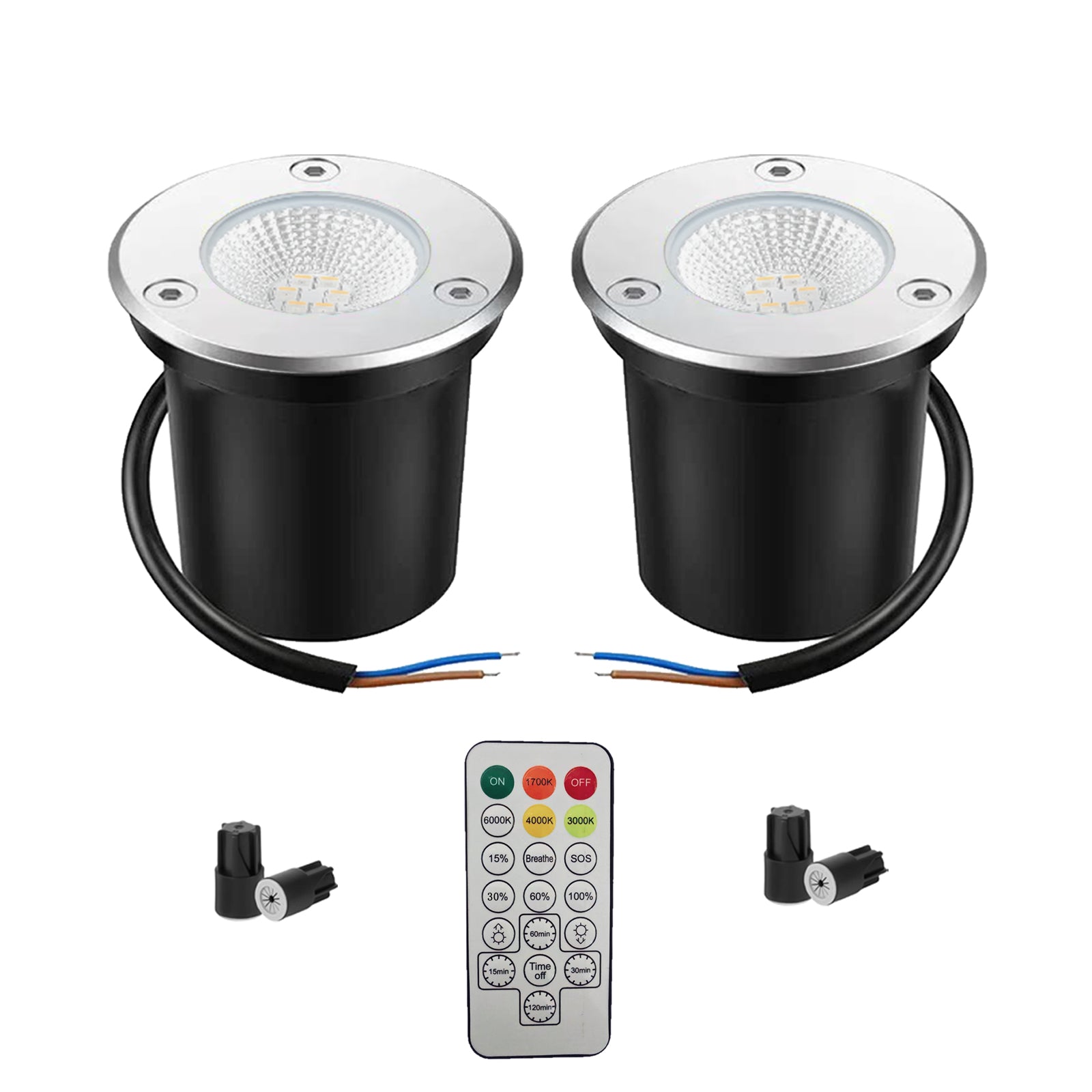 2 Pack 12V Low Voltage LED Well Lights, Remote-Controlled Dimmable In-Ground Lights, IP67 Waterproof Aluminum Landscape Lights 1700K-6000K for Garden Lawn Patio Path, Outdoor Decor Enthusiasts
