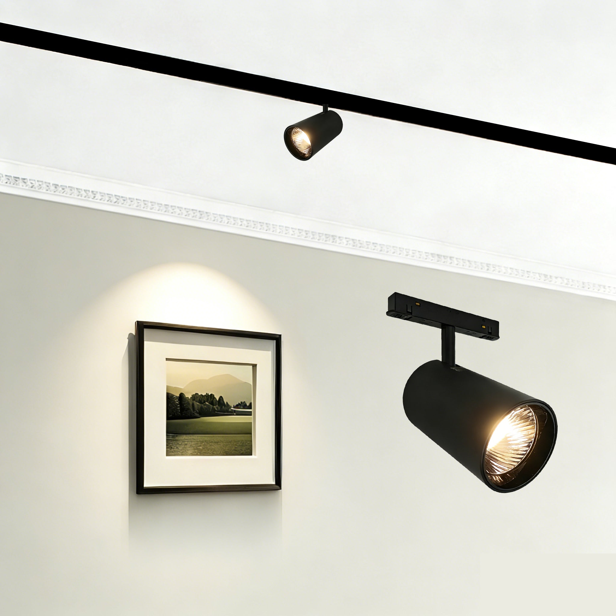 20W Magnetic LED Track Spotlight, 3000K Warm White 90° Vertical Rotation, DC48V Low Voltage Black, Strong Magnetism Long Lifespan, Fit Recessed Magnetic Track Home/Commercial/Art Exhibition