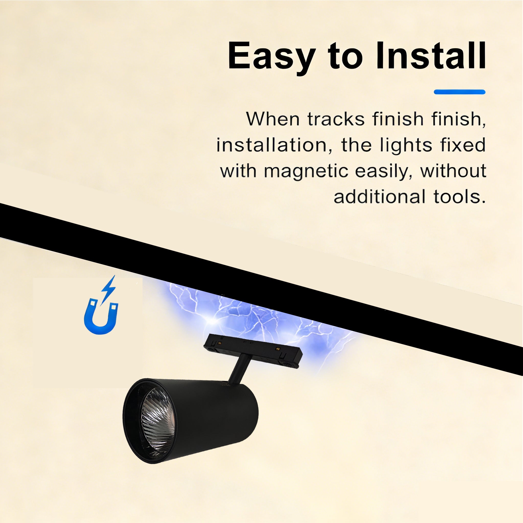 20W Magnetic LED Track Spotlight, 3000K Warm White 90° Vertical Rotation, DC48V Low Voltage Black, Strong Magnetism Long Lifespan, Fit Recessed Magnetic Track Home/Commercial/Art Exhibition