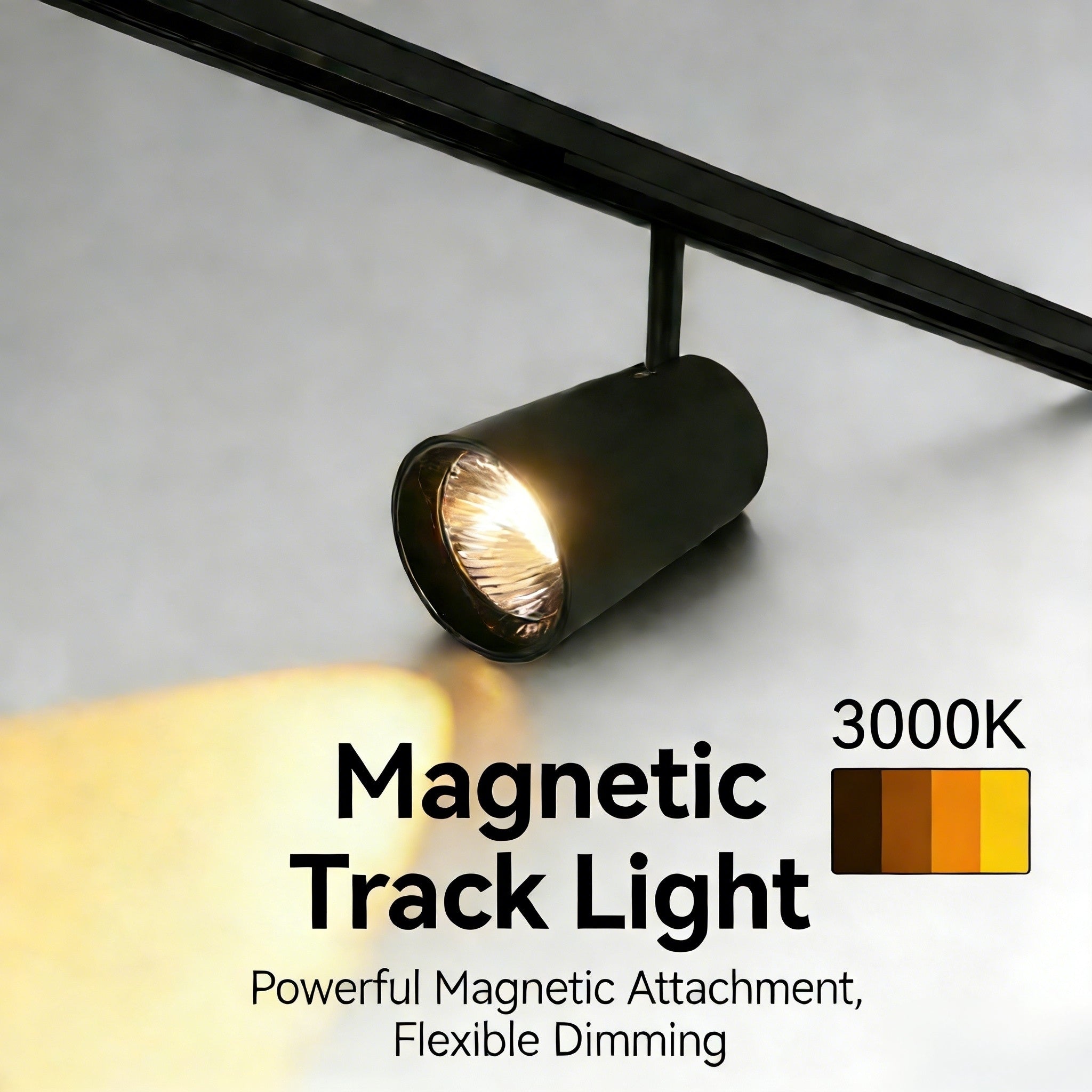 20W Magnetic LED Track Spotlight, 3000K Warm White 90° Vertical Rotation, DC48V Low Voltage Black, Strong Magnetism Long Lifespan, Fit Recessed Magnetic Track Home/Commercial/Art Exhibition