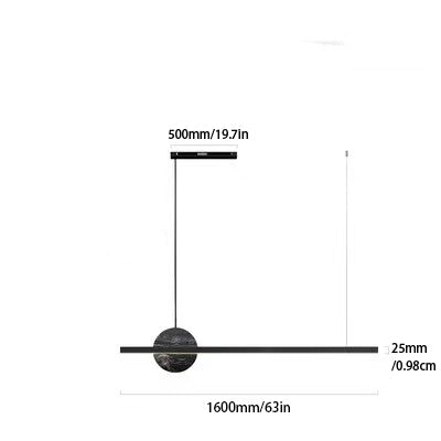 Linear Round Marble LED Pendant in Black: A Fusion of Industrial Edge and Sophisticated Stone