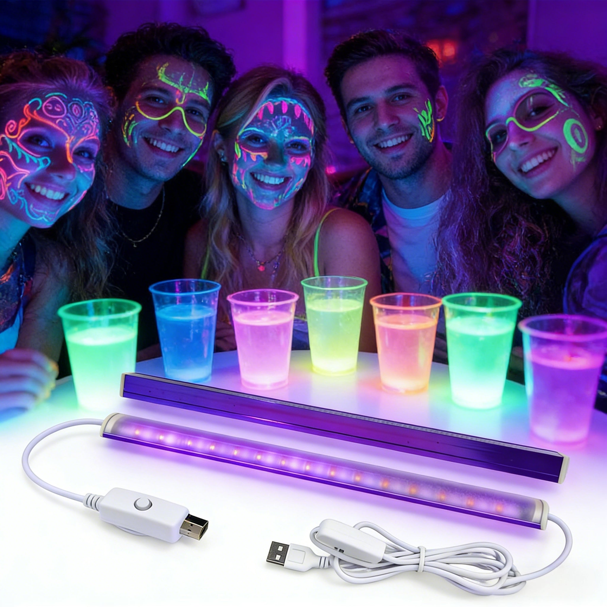 2-Pack 12inch USB 395NM UV Black Light Bar, Magnetic LED Strip for Glow Party, Body Paint, Halloween, Club, Urine Detection – for Bars, Decor Enthusiasts, Contractors