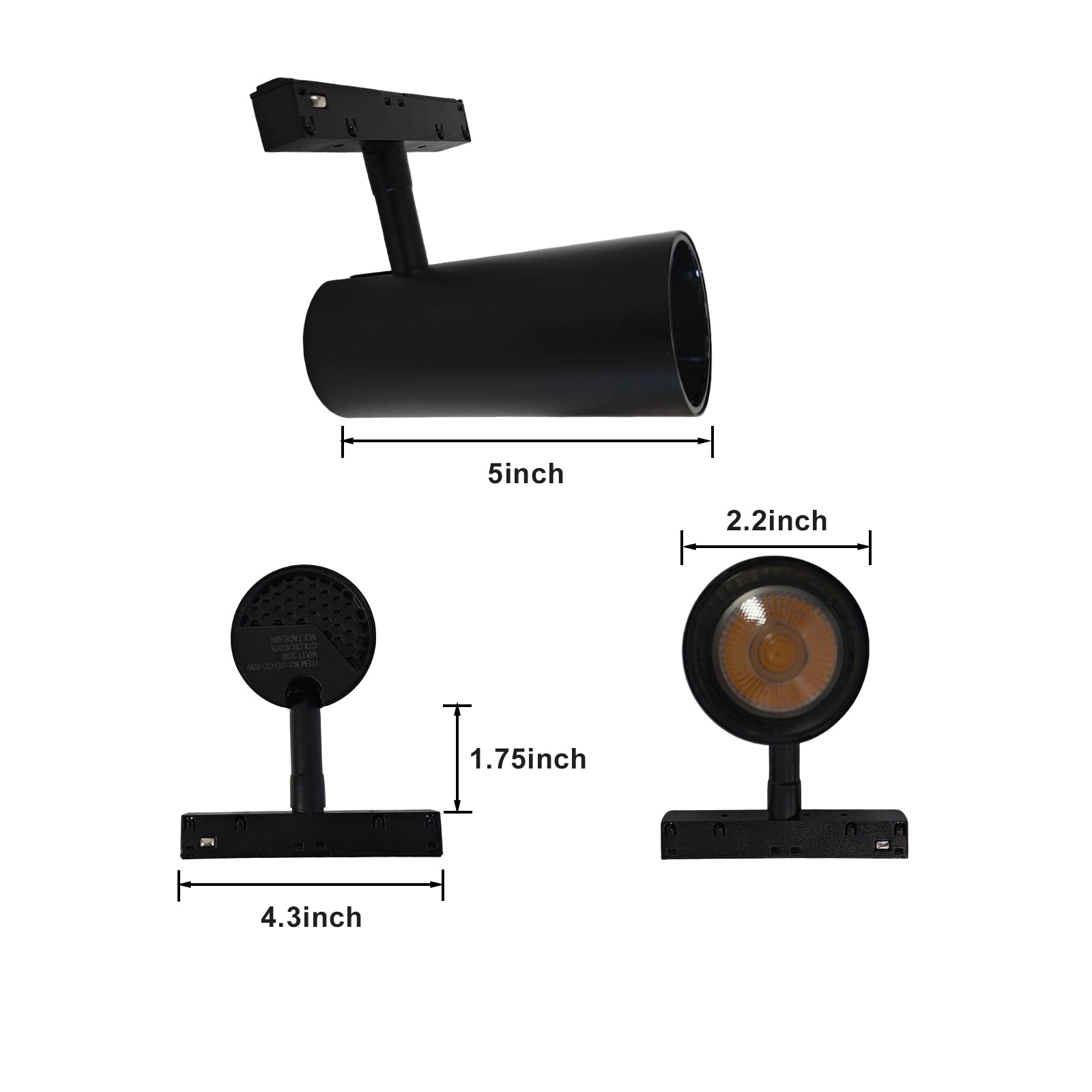 20W Magnetic LED Track Spotlight, 90° Adjustable Smart LED 4000K Neutral White, DC48V Black, Fit Recessed Magnetic Track for Home/Commercial/Art Exhibition