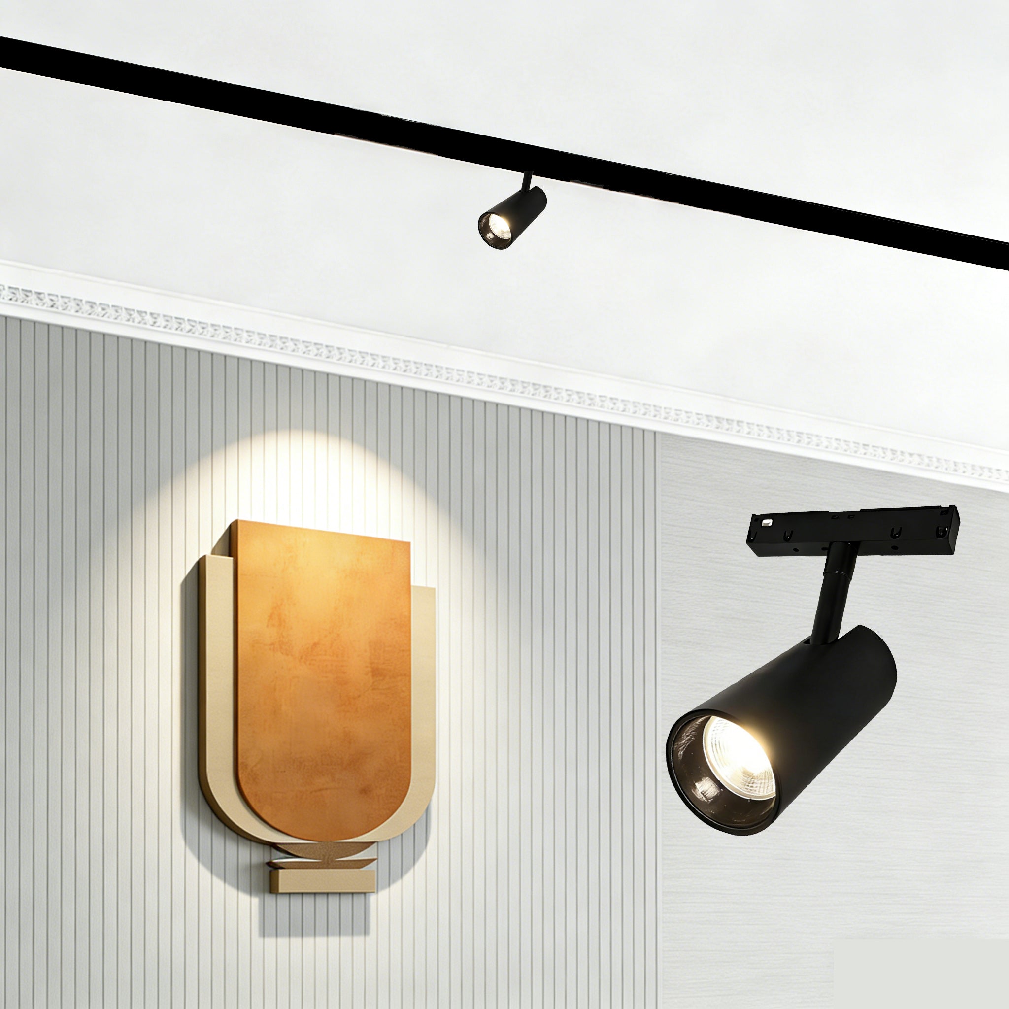 20W Magnetic LED Track Spotlight, 90° Adjustable Smart LED 4000K Neutral White, DC48V Black, Fit Recessed Magnetic Track for Home/Commercial/Art Exhibition