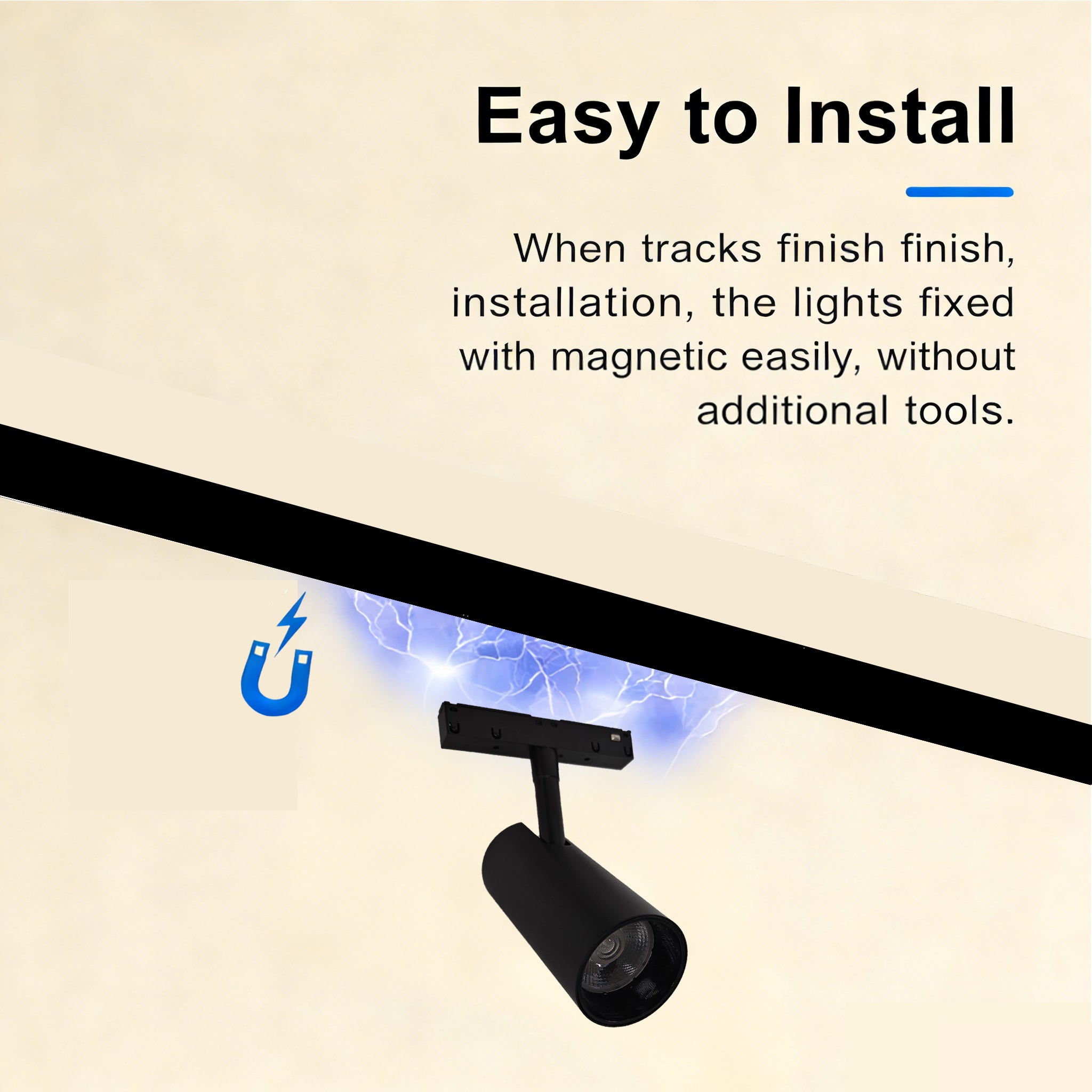 20W Magnetic LED Track Spotlight, 90° Adjustable Smart LED 4000K Neutral White, DC48V Black, Fit Recessed Magnetic Track for Home/Commercial/Art Exhibition