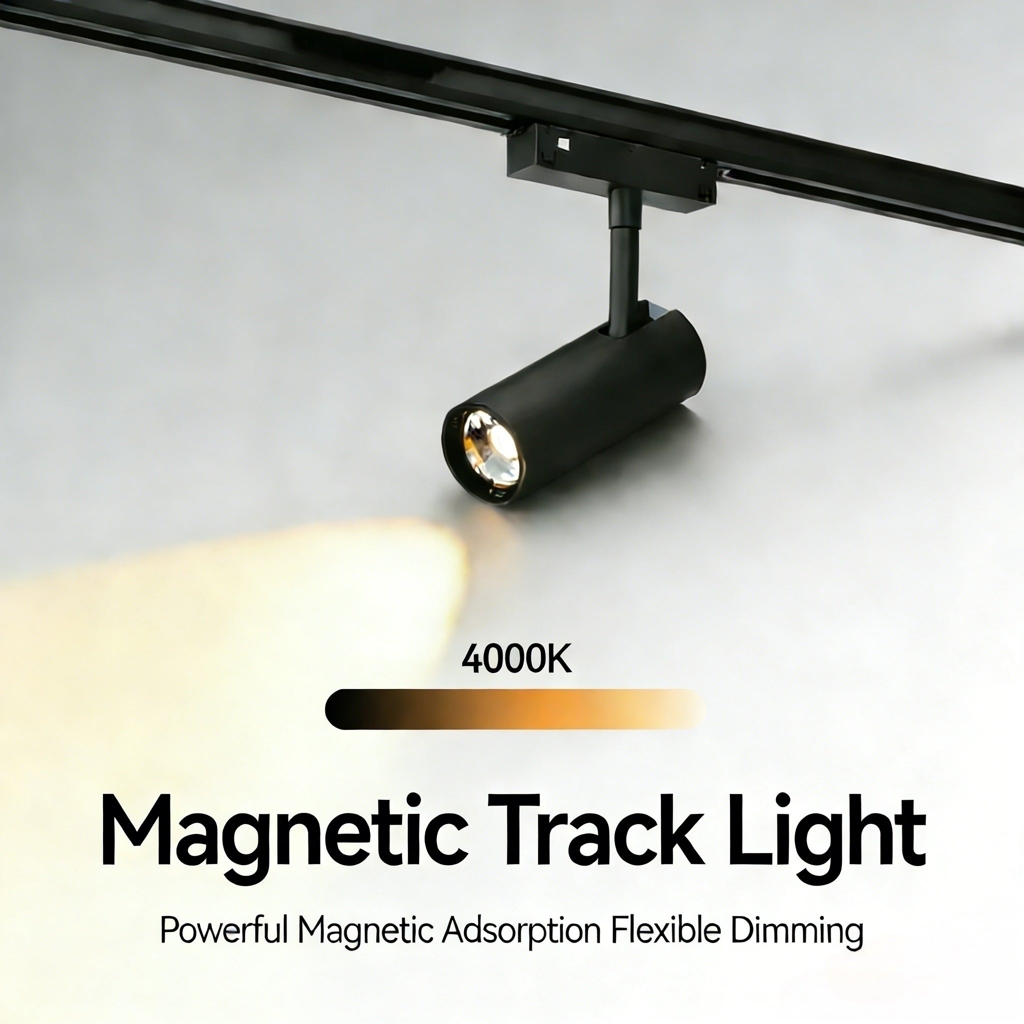 20W Magnetic LED Track Spotlight, 90° Adjustable Smart LED 4000K Neutral White, DC48V Black, Fit Recessed Magnetic Track for Home/Commercial/Art Exhibition