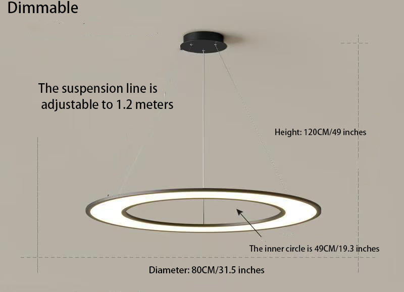 Planet Rings LED Pendant Light in Black/White – Modern Geometric Design with Dimmable Lighting & Sleek Aesthetic
