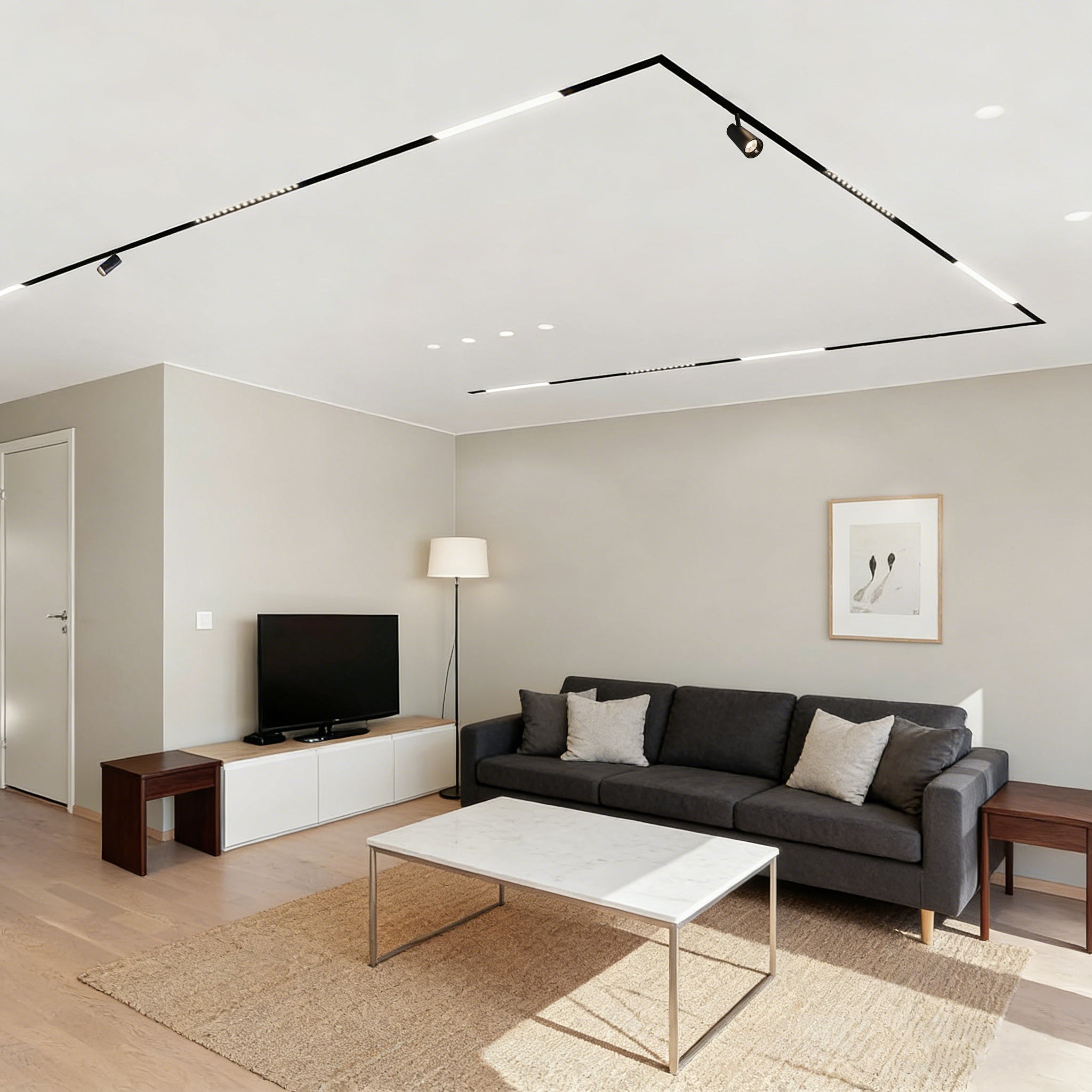 Horizontal Corner Connector for Recessed Magnetic Track Lighting, 48V 2-Wire, L-Shaped Layout, Compatible with Magnetic Track System (Home/Commercial Use)