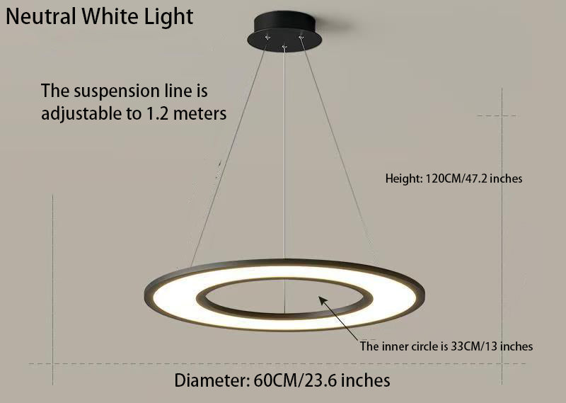 Planet Rings LED Pendant Light in Black/White – Modern Geometric Design with Dimmable Lighting & Sleek Aesthetic