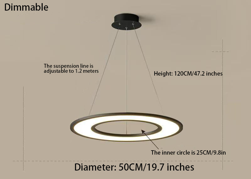 Planet Rings LED Pendant Light in Black/White – Modern Geometric Design with Dimmable Lighting & Sleek Aesthetic