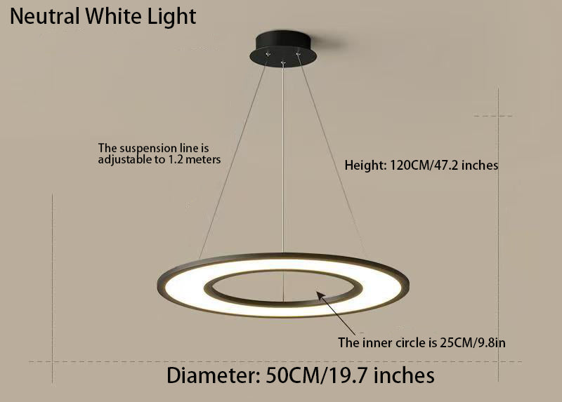 Planet Rings LED Pendant Light in Black/White – Modern Geometric Design with Dimmable Lighting & Sleek Aesthetic