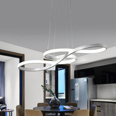 Scandinavian Ribbon LED Chandelier - Modern Geometric Pendant Light for Dining Room