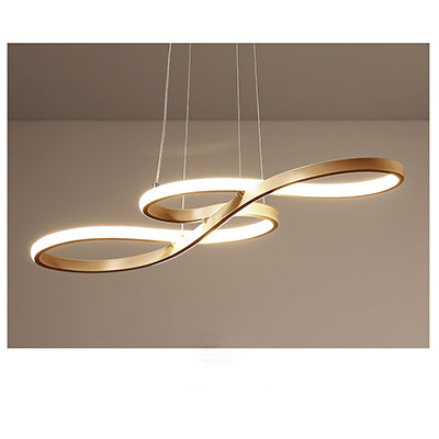 Scandinavian Ribbon LED Chandelier - Modern Geometric Pendant Light for Dining Room