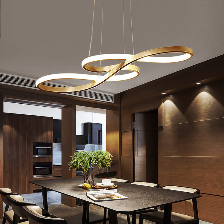Scandinavian Ribbon LED Chandelier - Modern Geometric Pendant Light for Dining Room