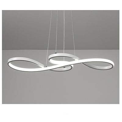 Scandinavian Ribbon LED Chandelier - Modern Geometric Pendant Light for Dining Room
