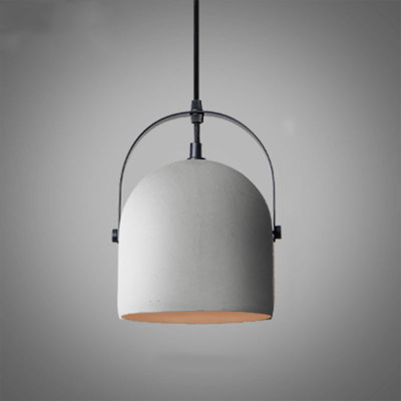 Concrete Cylinder 1-Light Pendant Light - Gray/White/Black Hanging Fixture