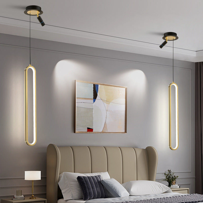 Sleek Linear LED Pendant Light - Modern Metal & Acrylic Hanging Fixture for Bedroom