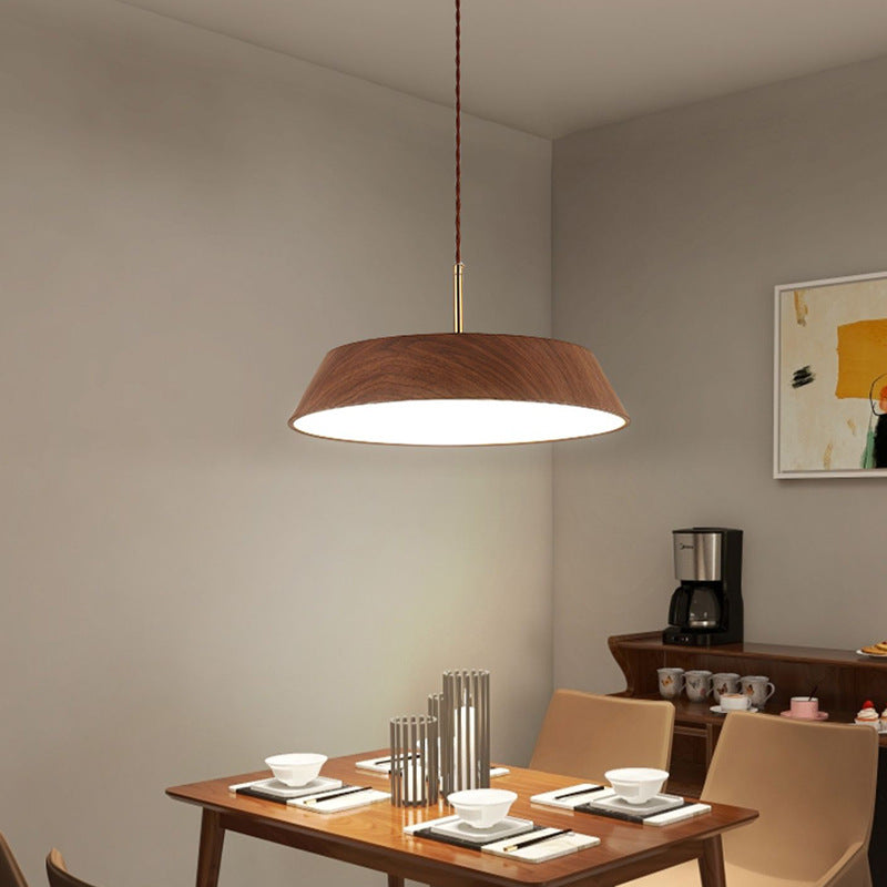 Japanese Style 15.74 Inch Round Wood LED Pendant Light