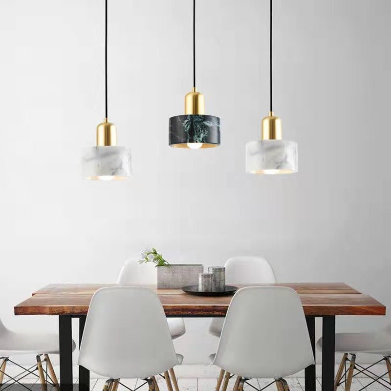 Modern Marble & Metal Pendant Light - Minimalist Mini Hanging Light