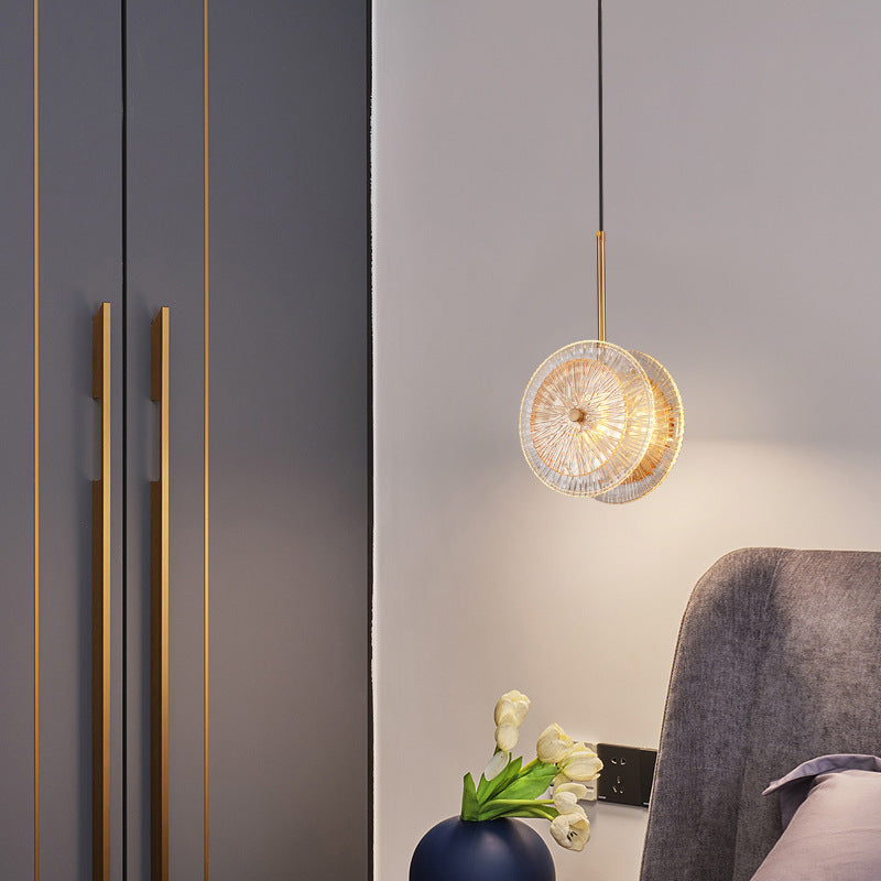 Modern 1 Light Crystal Glass Disc Pendant Light with LED