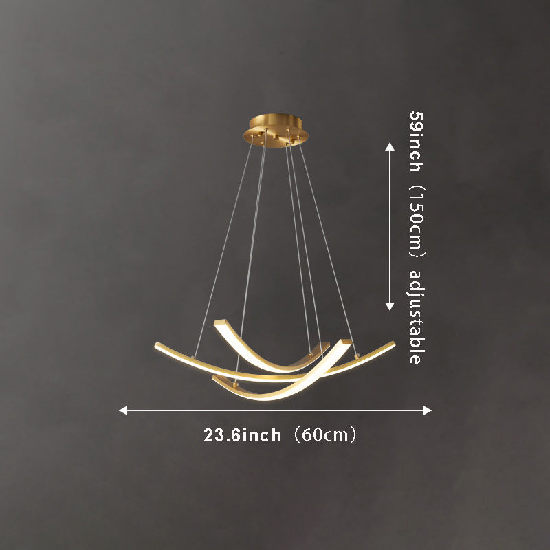 Copper Curved Strip Pendant Light: Elegant Design with Full-Spectrum LED