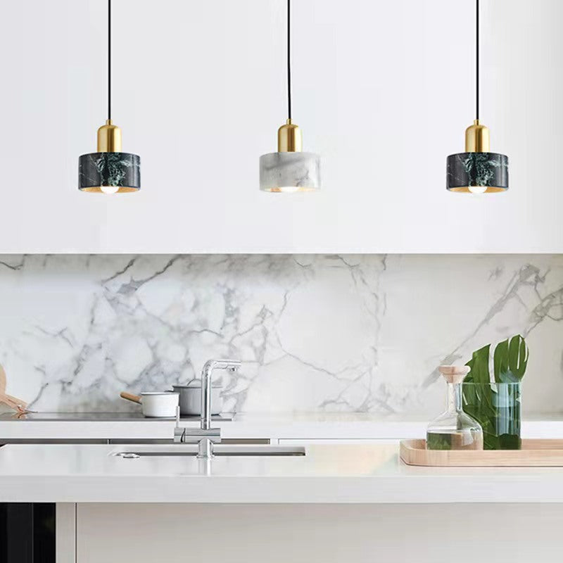 Modern Marble & Metal Pendant Light - Minimalist Mini Hanging Light