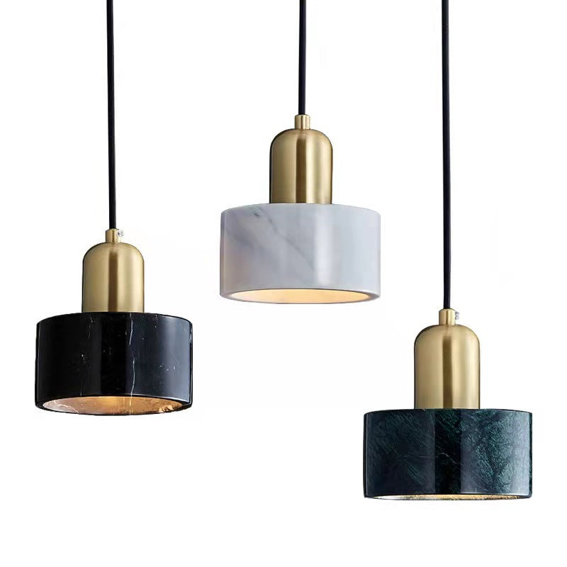 Modern Marble & Metal Pendant Light - Minimalist Mini Hanging Light