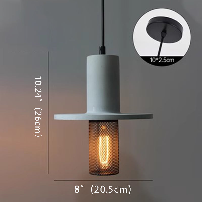Nordic Minimalist LED Pendant Light – Retro Industrial Cement & Mesh Design