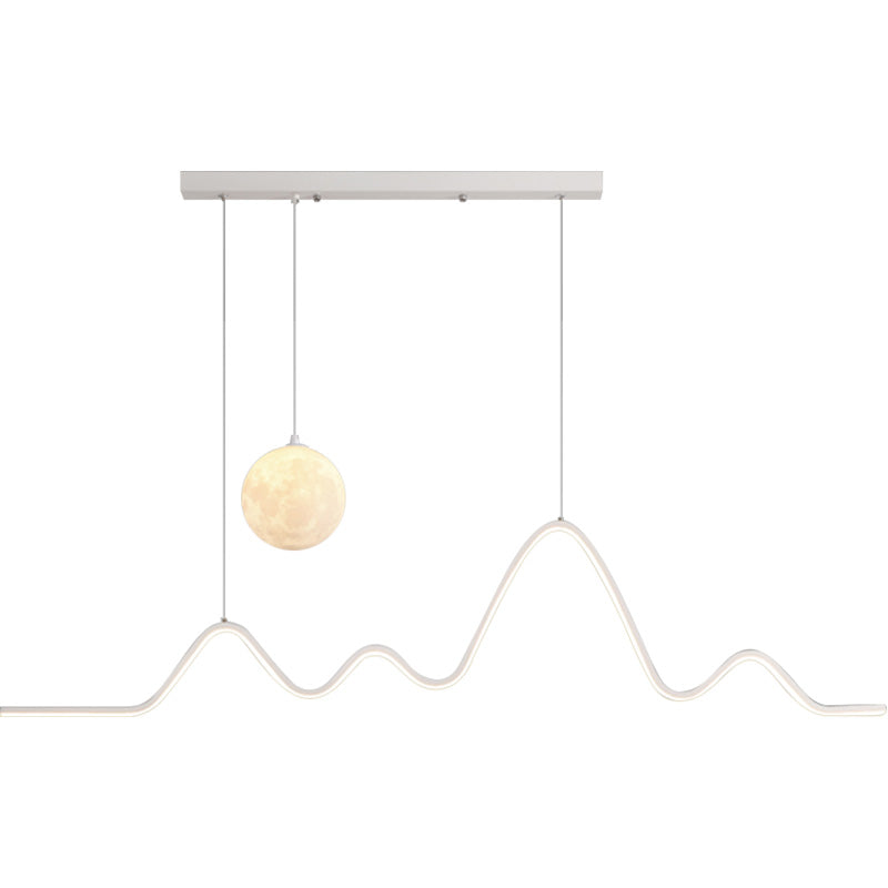 Modern 47.24'' Wavy Linear Moon LED Kitchen Island Pendant Light