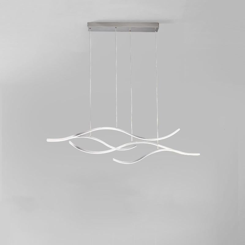 Modern Wave Linear LED Chandelier - Sleek Hanging Branch Lighting for Kitchen Island