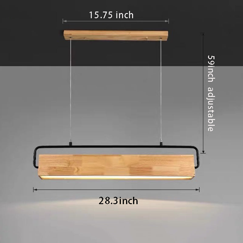 Rectangle Wooden LED Pendant Light for Dining Room