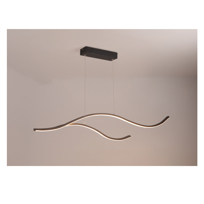 Modern Wave Linear LED Chandelier - Sleek Hanging Branch Lighting for Kitchen Island
