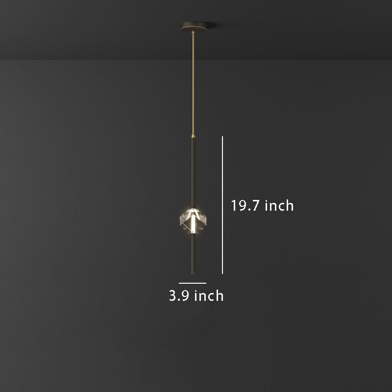 Modern 1-Light Copper Pendant Light with Single Crystal Accent & 3-Step Dimming LED