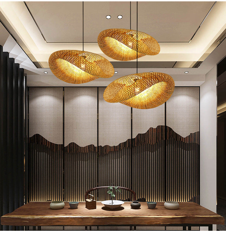 Curved Bamboo Pendant for Modern Farmhouse Style