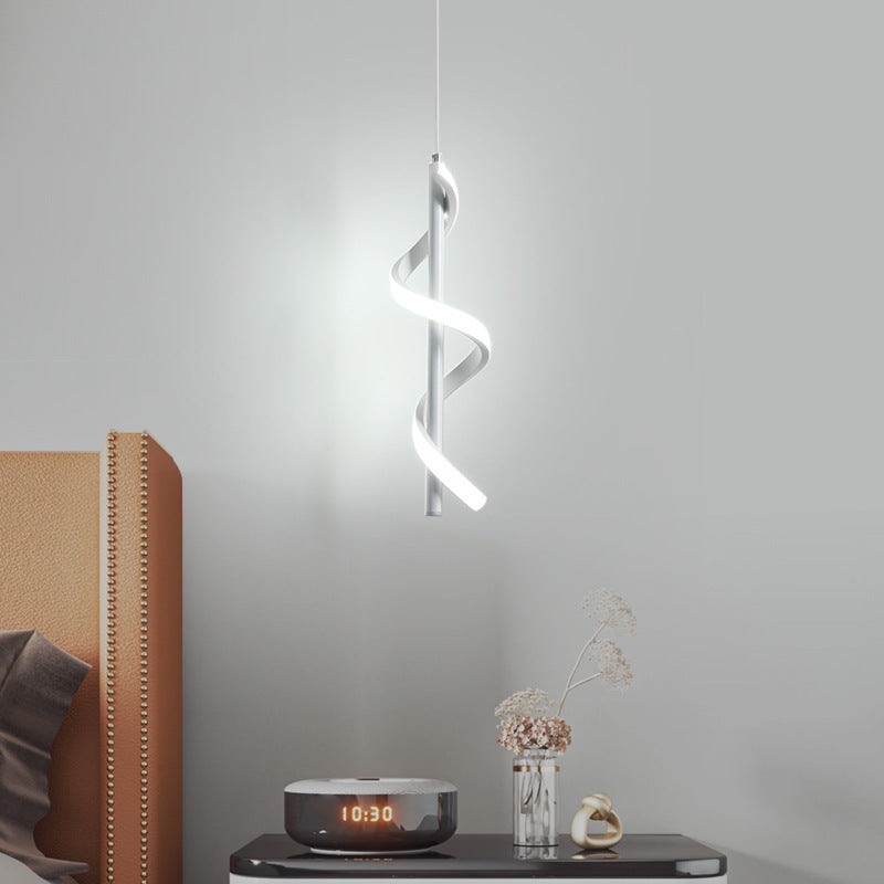 Spiral Strips Modern Black LED Pendant Light with Three-Step Dimming